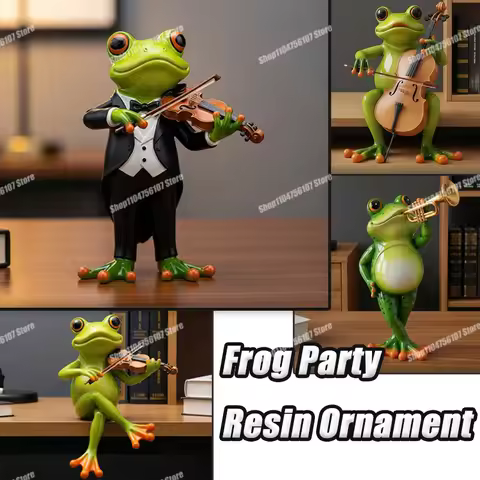 Frog Party Resin Ornament Decoration Home Interior Room Garden Courtyard Garden Miniature Landscape 