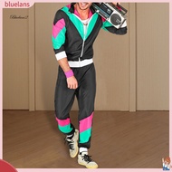 <BL>  Stylish Striped Tracksuit Unisex 80s 90s Retro Tracksuit Set Men Women Hop Windbreaker Jacket 
