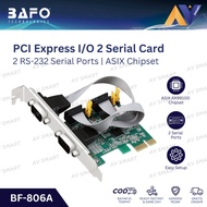 BAFO PCIe I/O 2 Port Serial DB9 RS-232 PCI Express Expansion Card BF-806A BF806A