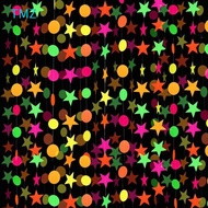 TMZ14968 Neon Fluorescent Garland, 2m Rectangle Round Pentagram Fluorescent Banner, Hanging Decorati