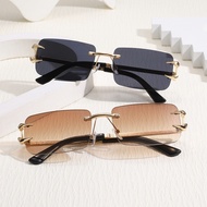Retro Rimless Sunglasses Frameless Eyeglasses Anti-reflective Shades for Women Men UV400 Gradient Sh