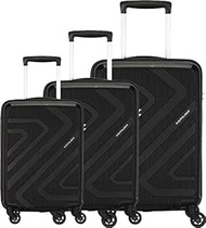 American Tourister Hard Body Set of 3 Luggage - KIZA SP 4 Wheel Polycarbonate - Black, BLACK