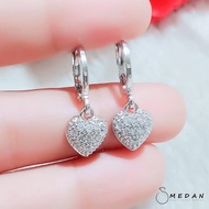 Anting Gantung Wanita Titanium Motif Love Full Permata Lapis Perak