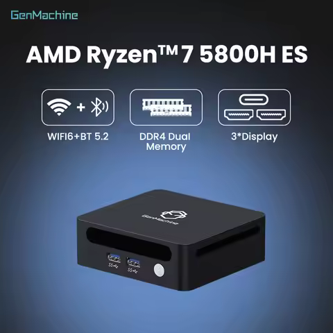 Mini Pc Gaming Dual HDMI LAN WIFI6 Office DDR4 Computer Mini PC Compute AMD Ryzen 7 5800H ES, 8 Core
