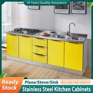 🔥Ready Stock🔥 Stainless Steel Kitchen Cabinet Sets Sink Stove Cabinet Gas Storage Cupboard Kabinet D