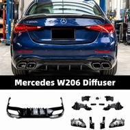 Mercedes Benz W206 C200 C250 C300 AMG C63 Style Diffuser With Exhaust Tip Rear Diffuser Bodykit W206