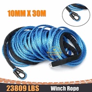 Winch plasma Rope 10 MM X 30M 90 Feet Blue Winch Line Towing Rope 23,809Lbs Plasma Rope