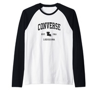 Converse Louisiana LA Vintage Athletic Black Sports Design Raglan Baseball Tee