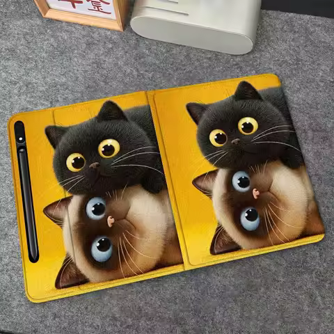 Cute Cartoon Cat Art Fun Gift For Samsung Galaxy Tab S6 S7 S8 S9 S10 FE Plus Lite Soft Flexible Supp