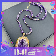 💖【Lowest price】TANG Amethyst Cave Pendant Vintage Beaded Necklace Sweater Chain For Women's Personality Fashion Creative Jewelry Handmade Crafts