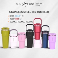 SUNDAYEROO 600/900/1200ML 316 Stainless Steel Botol Termos Tahan Panas Sejuk Tumbler With Handle w S