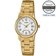 Time&amp;Time CASIO Standard นาฬิกาข้อมือผู้หญิง สีขาว/ทอง สายสแตนเลส รุ่น LTP-V002G-7B2UDF