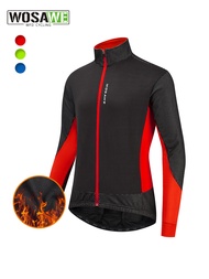 Worsavi Autumn and Winter Fleece Road Bicycle Cycling Clothing Windproof Warm Water-Repellent Long-Sleeved Top Bicycle Clothing for Men
