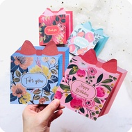 Teacher's Day Greeting Card Bow Gift Box Shape Foldable Card Thank You Blessing Message Card Bouquet Gift Card