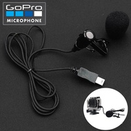 USB Stereo Microphone for GoPro with Clip Mic Mikrofon Mini Kecil Clip-On Kamera Aksi Audio Video Me