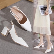 4color Korean Women Pointed Toe Office Work Gloosy Block Heels Shoes 2inch heels