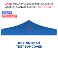 Blue 10x10 Feet 600D Colorful Canopy Canvas Replacement Gazebo Canvas Market Tent Cover Only
