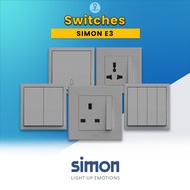SIMON E3 Series Silver Switches & Socket Outlet SIRIM Approved Suis Lampu Socket Plug Wall Switch Su