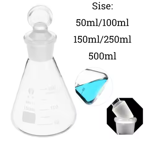 50ml/100ml/150ml/250ml/500ml Glass Erlenmeyer Flask Conical Bottle Lab Chemistry Experiment Glasswar