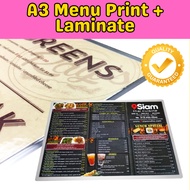 Print A3 Menu + Laminate / Restaurant Menu A3