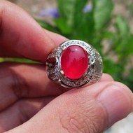 Cincin Batu Giok Merah Mewah Elegan