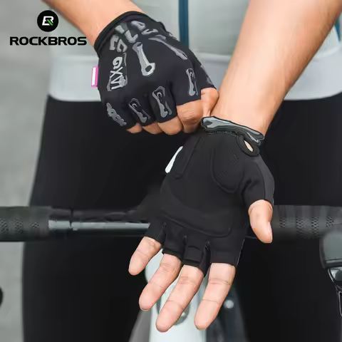 Gloves ROCKBROS Cycling ROCKBROS Short Finger Cycling Gloves SBR Padded Anti-slip Shock Absorbing Cy
