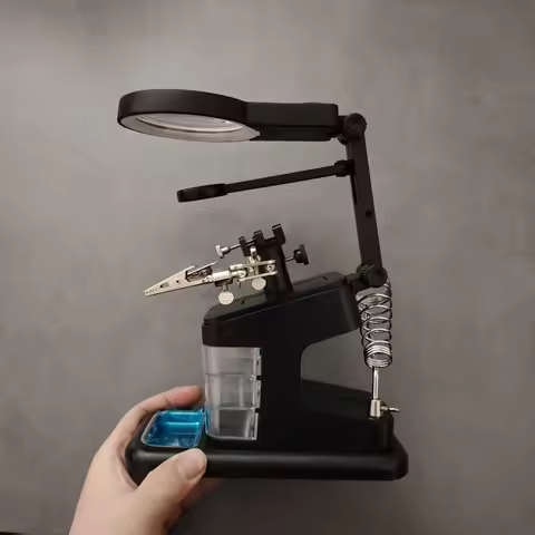3x 4.5x 25x Desk Top Help Soldering Lighting Magnifying Glass With LED Lamp Repairing Helping Hand M