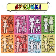 Set of 8 stickers of Sprunki dressed into a cute fashion girl