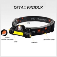 ANTARESTAR Official - Senter Kepala Mini Head Lamp Led COB Lampu Kepala Super Terang Rechargeable Pl