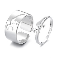 Matching Promise Open Rings for Couples Heart Dinosaur Lightning Statement Engagement Wedding Adjust