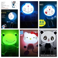 lampu hias colokan listrik /lampu tidur /sensor gelap/ model kaki doraemon/hellokitty