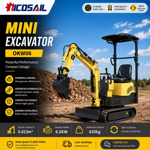 CE Certified Euro 5 0.6T Mini Excavator Compact Hydraulic Machine Custom Manufacturing