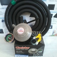 Regulator otomatis chelstar CR -317 G + Selang kompor gas 3 lapis 500