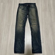 Levis levi's 513 08513-0500 W28 L32 深藍色合身刷色小破壞牛仔褲 504 522