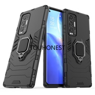 Casing Oppo Reno 5 Pro Plus Case Oppo Reno 5Z Case Oppo Reno 5F Case Oppo Reno5 Lite Case Armor PC Shockproof Hard Cassing Cover Cases With Metal Ring Stand Phone Case