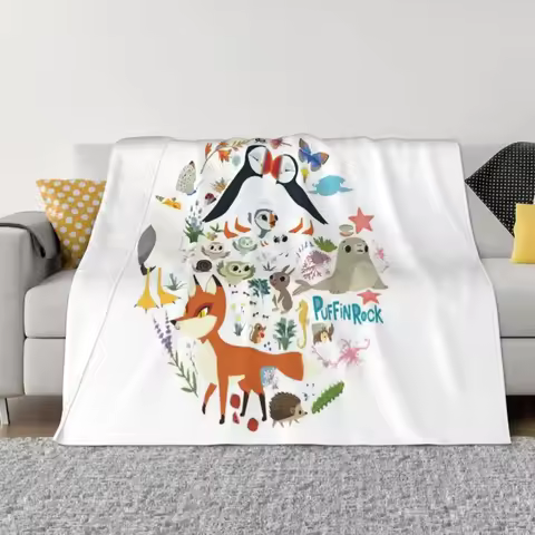 Puffin Rock gift for fans puffin rock characters Throw Blanket Luxury Designer Blanket Soft Big Blan