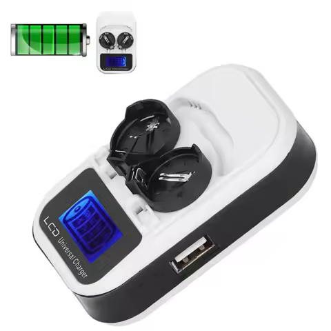 LCD Button Battery Charger for LIR2016 2025 2032 ML2016 2025 2032 Coin Cell Battery USB Multi-functi