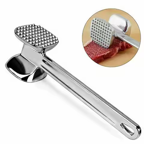 Double-Sided Meat Tenderizer Hammer - Effortlessly Tenderize Steak Pork with Durable, Easy-Clean Alu