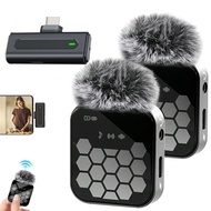 ไมโครโฟนคอลาเวลียร์ไร้สายสำหรับโทรศัพท์ ไอแพด TypeC ไมโครโฟนติดปกเสียงเพลง ปลั๊กเล่น 2.4G ความล่าช้า