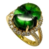 Size 12 Traviche Emerald 4.23ct Diamond 0.58ct Ring, K18 Gold, 4.8g, Women's [Used]