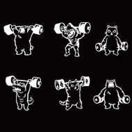 舉重 啞鈴 槓鈴 熊 貓 鯊魚 鱷魚 反光貼紙 簍空無底 防水車貼