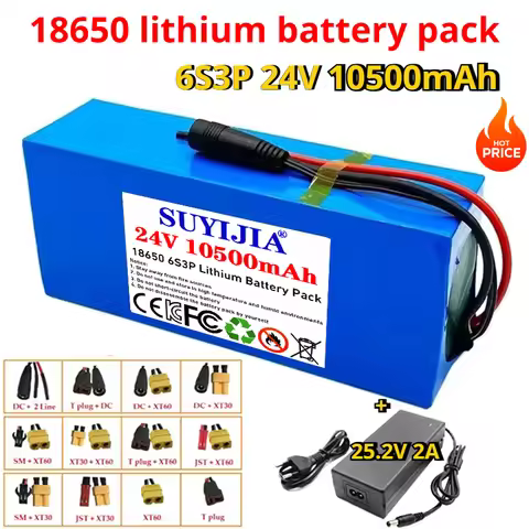 2026 NEW 6s3p 24V 10.5Ah 18650 lithium battery 25.2v 10500mAh lithium-ion battery pack with 25.2V 2A