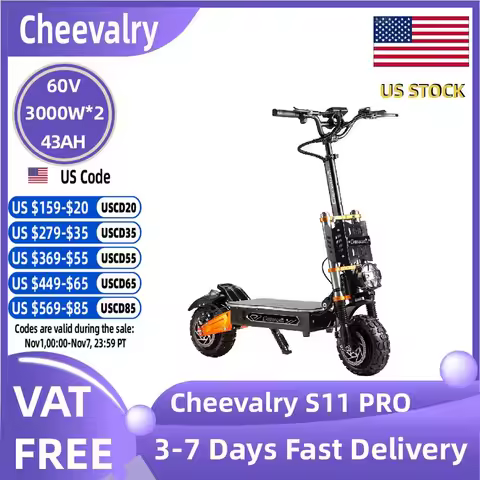 Cheevalry S11 PRO Adult Electric Scooter 3000W*2 60V 43AH Folding E-Scooter 11 Fat Tire E-Mountain S