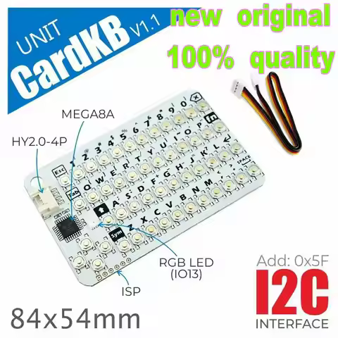 M5Stack Official CardKB v1.1 Mini 50-Key QWERTY Keyboard Unit with ATMega8A MCU, I2C, RGB LED, Progr