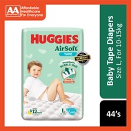 Huggies Air Soft Baby Tape Diapers Size L 44's (For 10-15kg)