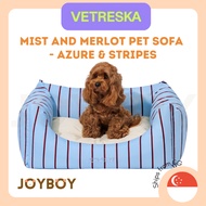 🇸🇬 SG Seller VETRESKA Mist & Merlot Pet Sofa 🛋️ Azure & Stripes | Luxury Pet Bed (M / L)
