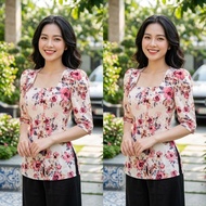 8 colors Square neck brocade t-shirt