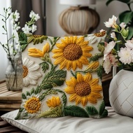 Retro Pillowcase with Sunflower Pattern Suitable for Spring and Summer Suitable for Daily Use At Hom