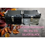 Motorcycle Aluminium Top Box Kotak Motosikal Aluminum 36L 45L 55L BACKREST SANDARAN X-DESIGN