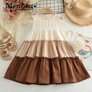 Menoea Fashion Korean Version Baby Girl Clothes Summer New Lace Sleeveless Multi Layered O-neck Prin